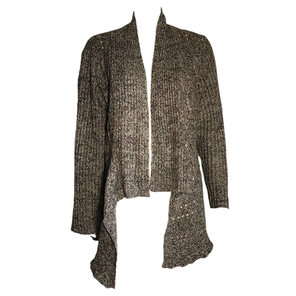 89th & Madison Cardigan Sweater‎ Womens Plus Size 1X Gray Open Knit Long Sleeve